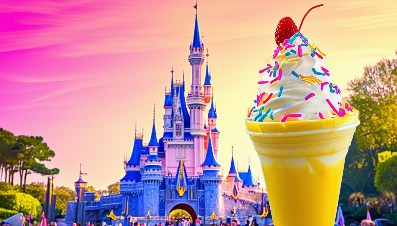 A vibrant image of a Dole Whip against the backdro